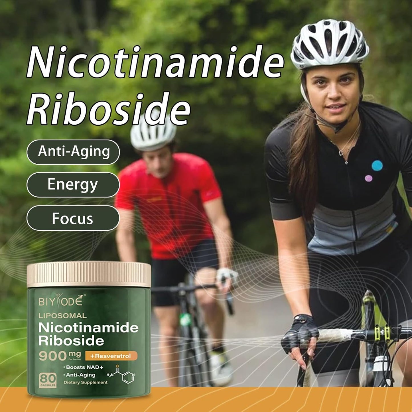 Organic NAD+ Nicotinamide Liposomal Supplement with Riboside, Resveratrol, Quercetin - 900MG Energy Boost (80 Capsules)