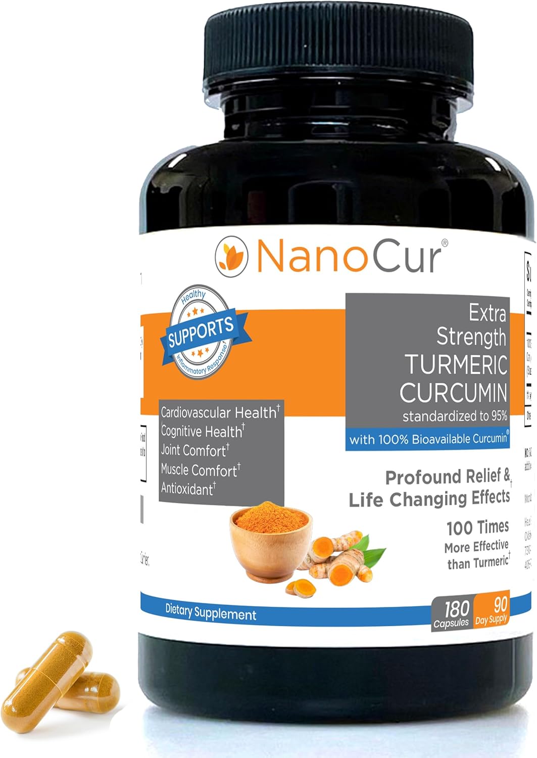 Organic Nanocur Turmeric Curcumin with Black Pepper Extract for Joint Support and Energy Boost