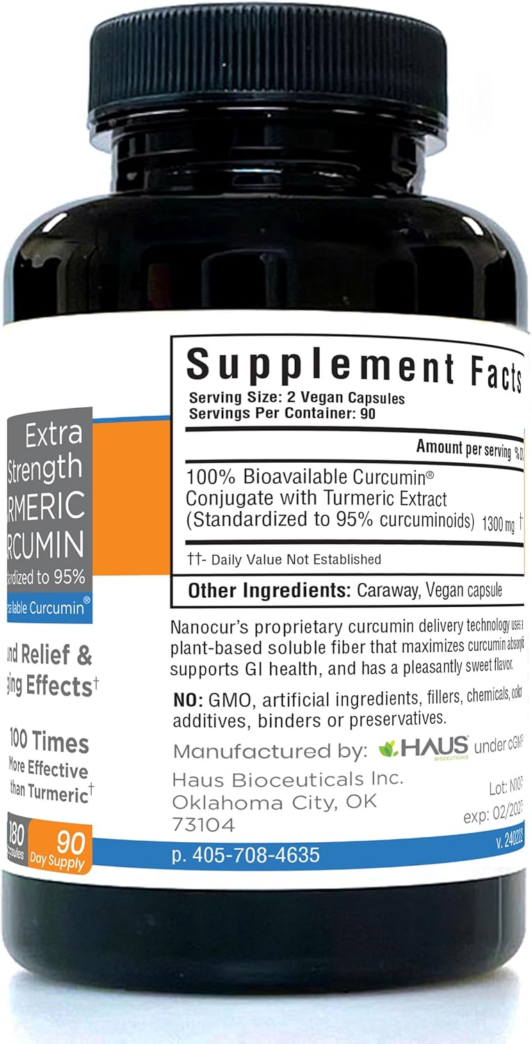 Organic Nanocur Turmeric Curcumin with Black Pepper Extract for Joint Support and Energy Boost