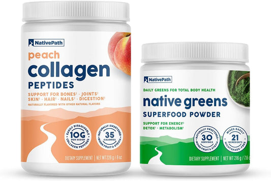 Organic NativePath Duo Bundle: Peach Collagen & Superfood Greens Powder