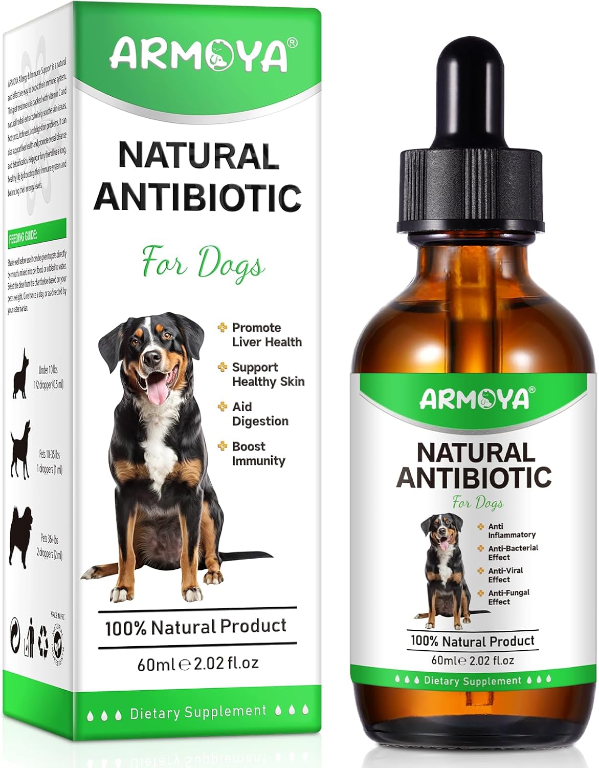 Organic Natural Antibiotics for Dogs with Multivitamin - 60ml Pet Antibiotics made with Organic Ingredients