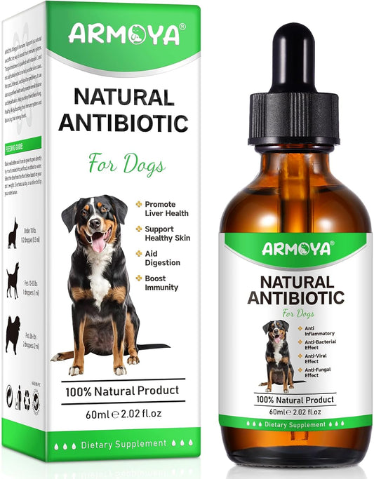 Organic Natural Antibiotics for Dogs with Multivitamin - 60ml Pet Antibiotics made with Organic Ingredients