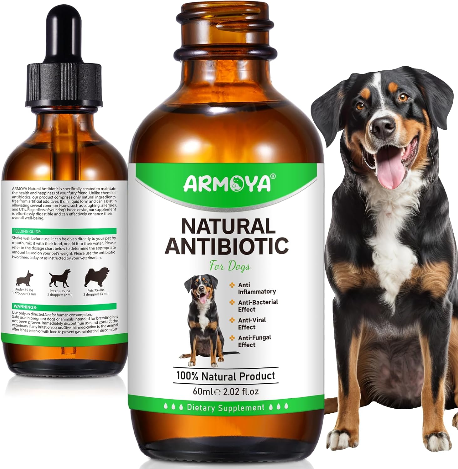 Organic Natural Antibiotics for Dogs with Multivitamin - 60ml Pet Antibiotics made with Organic Ingredients