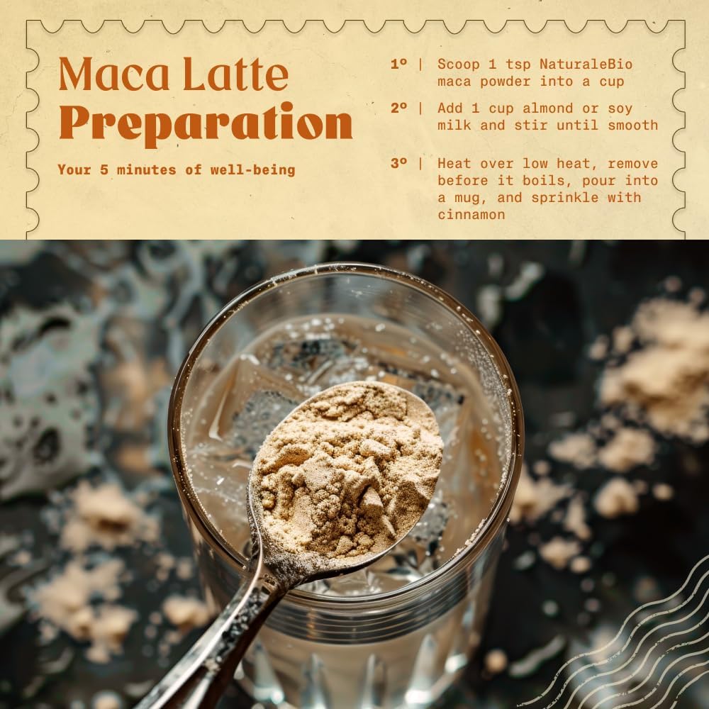Organic NaturaleBio Maca Root Powder 16oz - Pure Peruvian Superfood for Smoothies, Vegetarian and Vegan Friendly, Gelatinized for Maximum Bioavailability
