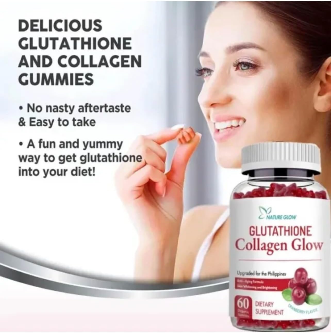 Organic Nature Glow Glutathione Collagen Cranberry Gummies - 60 Count