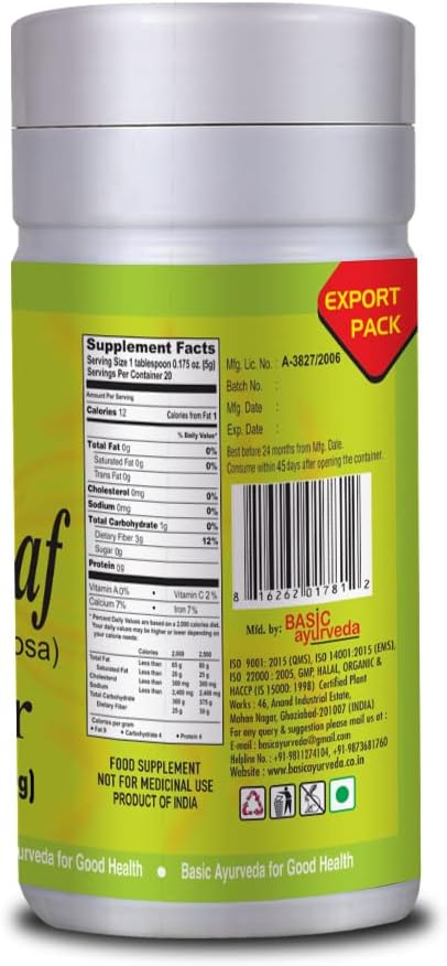 Organic Neem Leaf Powder - 3.53 Oz - Ayurvedic Herbal Supplement - Raw Azadirachta Indica Leaves Powder for Purification & Health