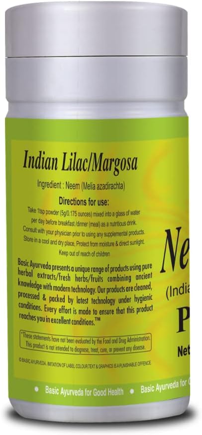Organic Neem Leaf Powder - 3.53 Oz - Ayurvedic Herbal Supplement - Raw Azadirachta Indica Leaves Powder for Purification & Health