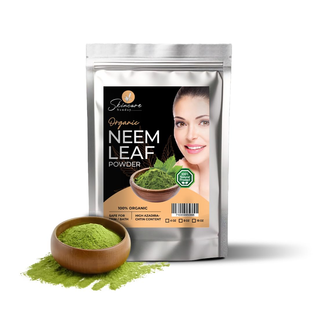 Organic Neem Leaf Powder for Skin, Hair, and Bath - Natural Glow Enhancer - 16oz