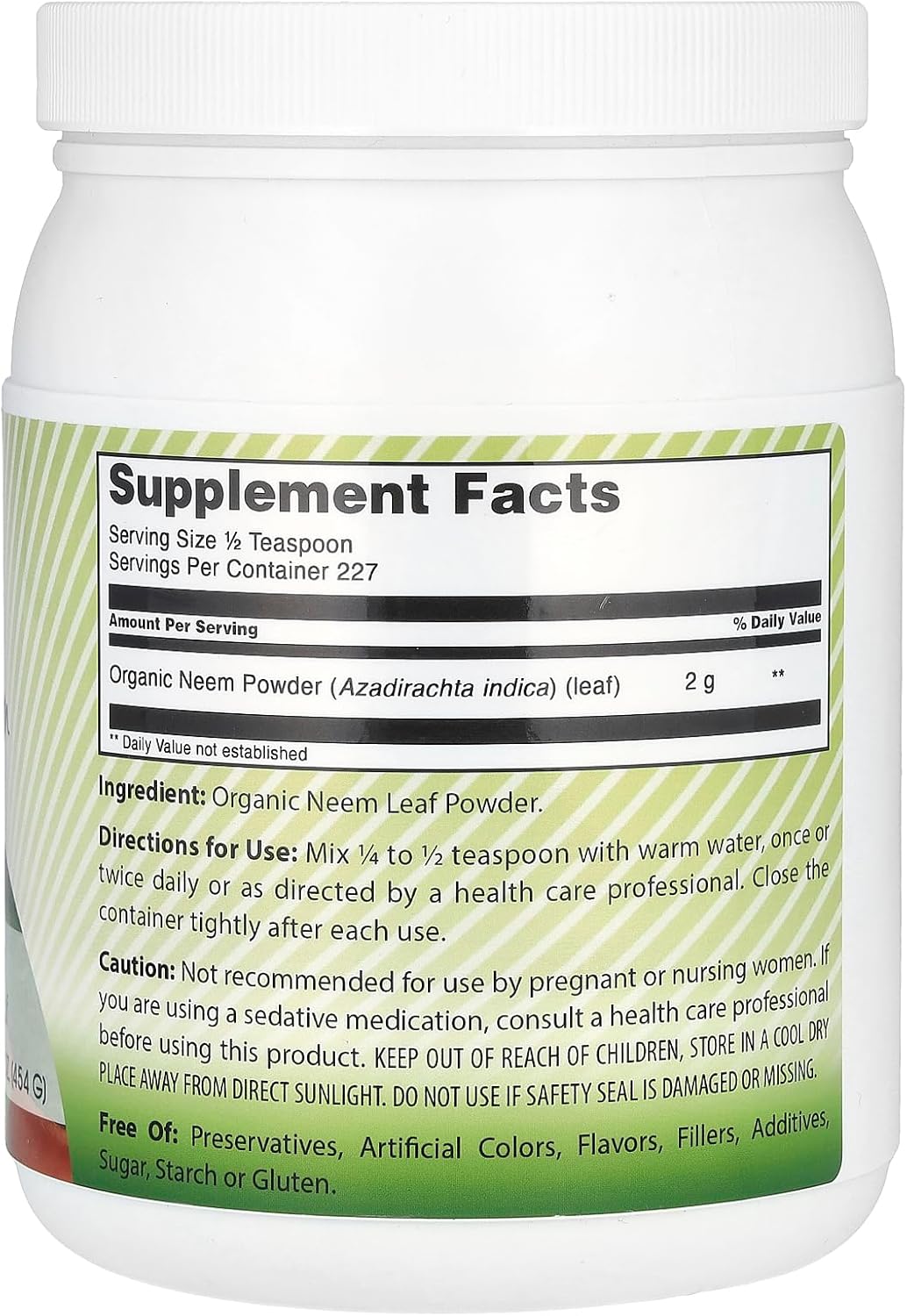 Organic Neem Powder 16oz - USDA Certified, Non-GMO, Promotes Blood Purification, Immunity, Skin Health