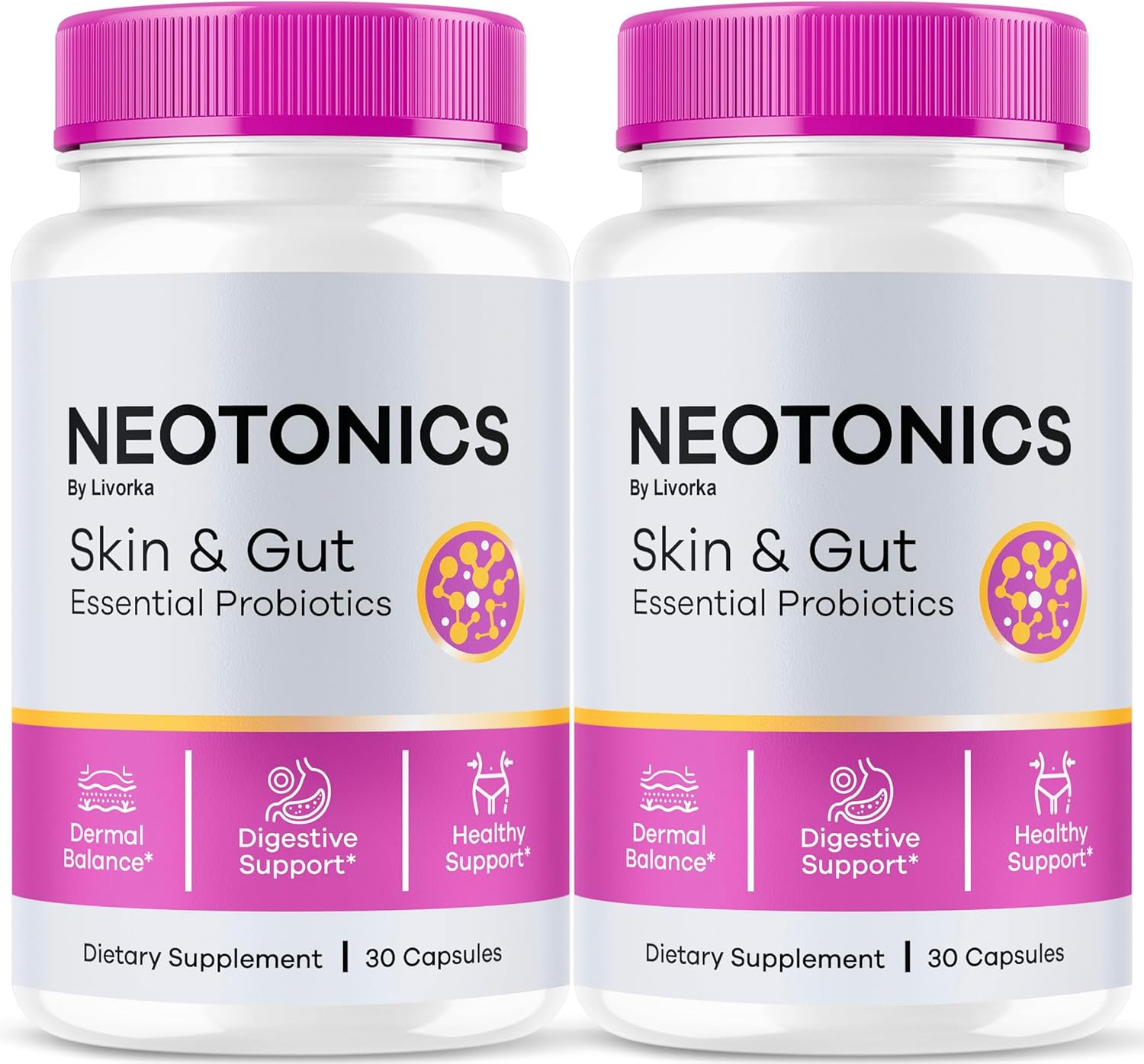 Organic Neotonics Skin & Gut Probiotics 2 Pack - 60 Capsules for 2 Months - Reviews & Care