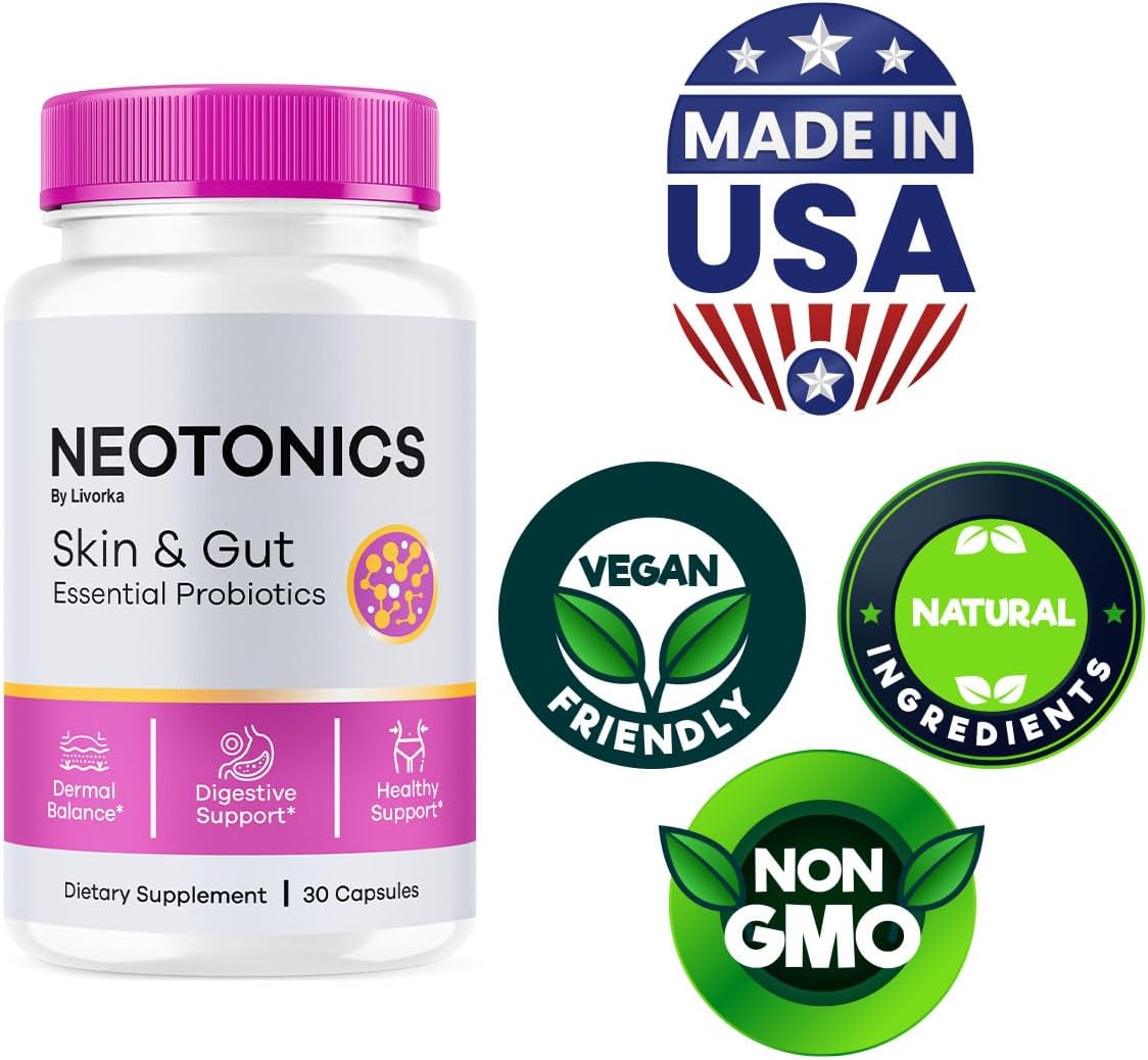 Organic Neotonics Skin & Gut Probiotics 2 Pack - 60 Capsules for 2 Months - Reviews & Care