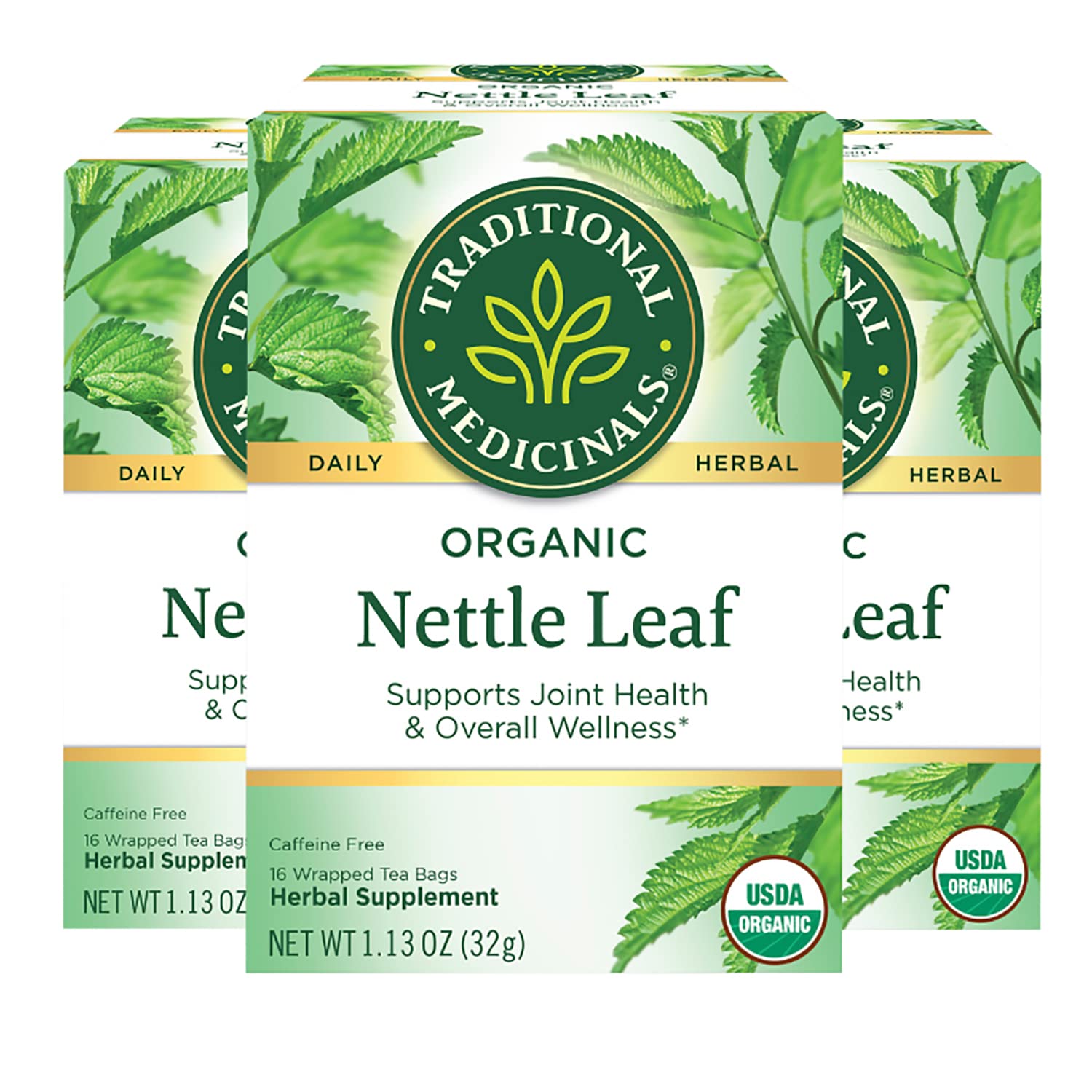 Organic Nettle Leaf Herbal Tea for Joint Health, Pack of 3 - 48 Tea Bags