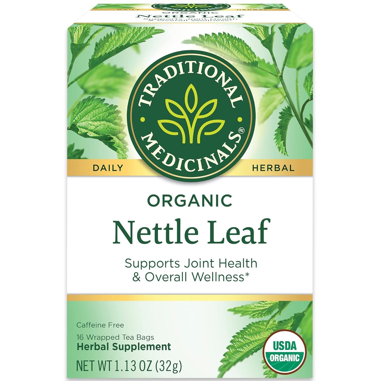 Organic Nettle Leaf Herbal Tea for Joint Health, Pack of 3 - 48 Tea Bags