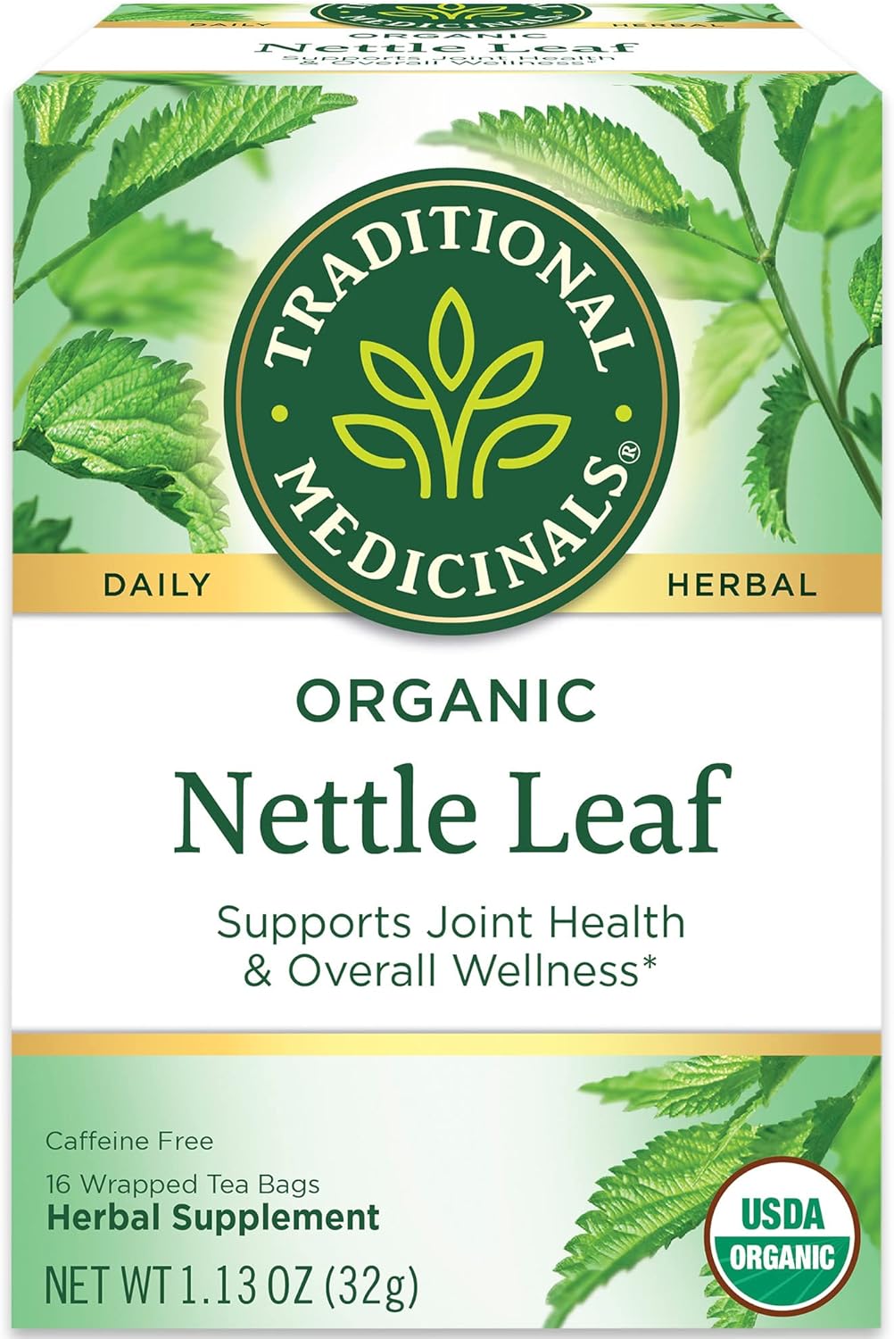 Organic Nettle Leaf Herbal Tea for Joint Health & Wellness - Pack of 2 (32 Tea Bags)