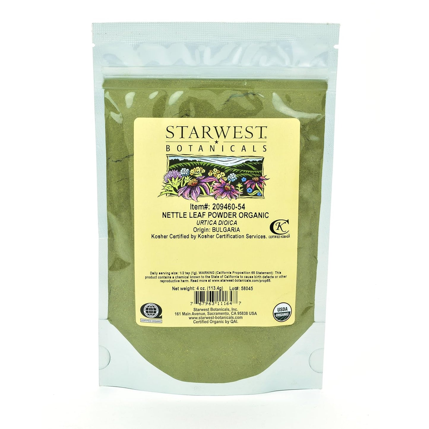 Organic Nettle Leaf Powder - 4 Ounces by Starwest Botanicals