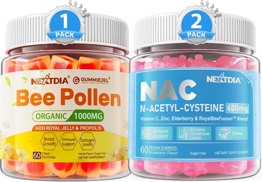Organic Nextdia Bee Pollen Gummies with 1000mg NAC + 600mg N-Acetyl Cysteine Supplement