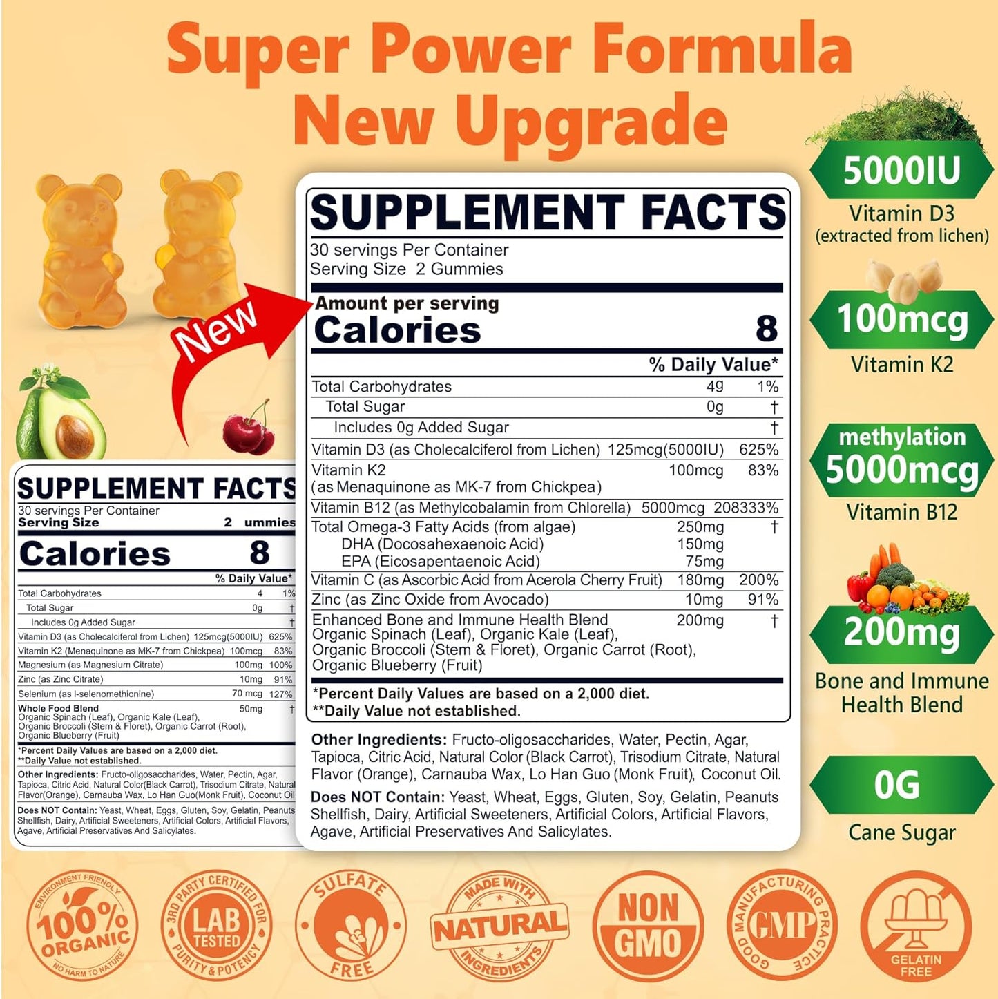 Organic Nextdia Bee Pollen Supplement with Enhanced D3K2 Absorption for Breast Growth - 1000mg