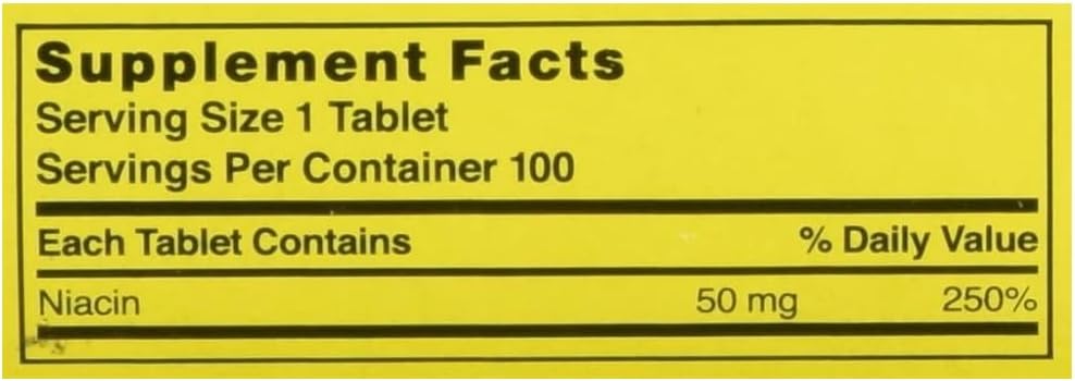 Organic Niacin Supplement - 50mg, 100 Tablets - Natural Blend for Heart Health and Energy Boost