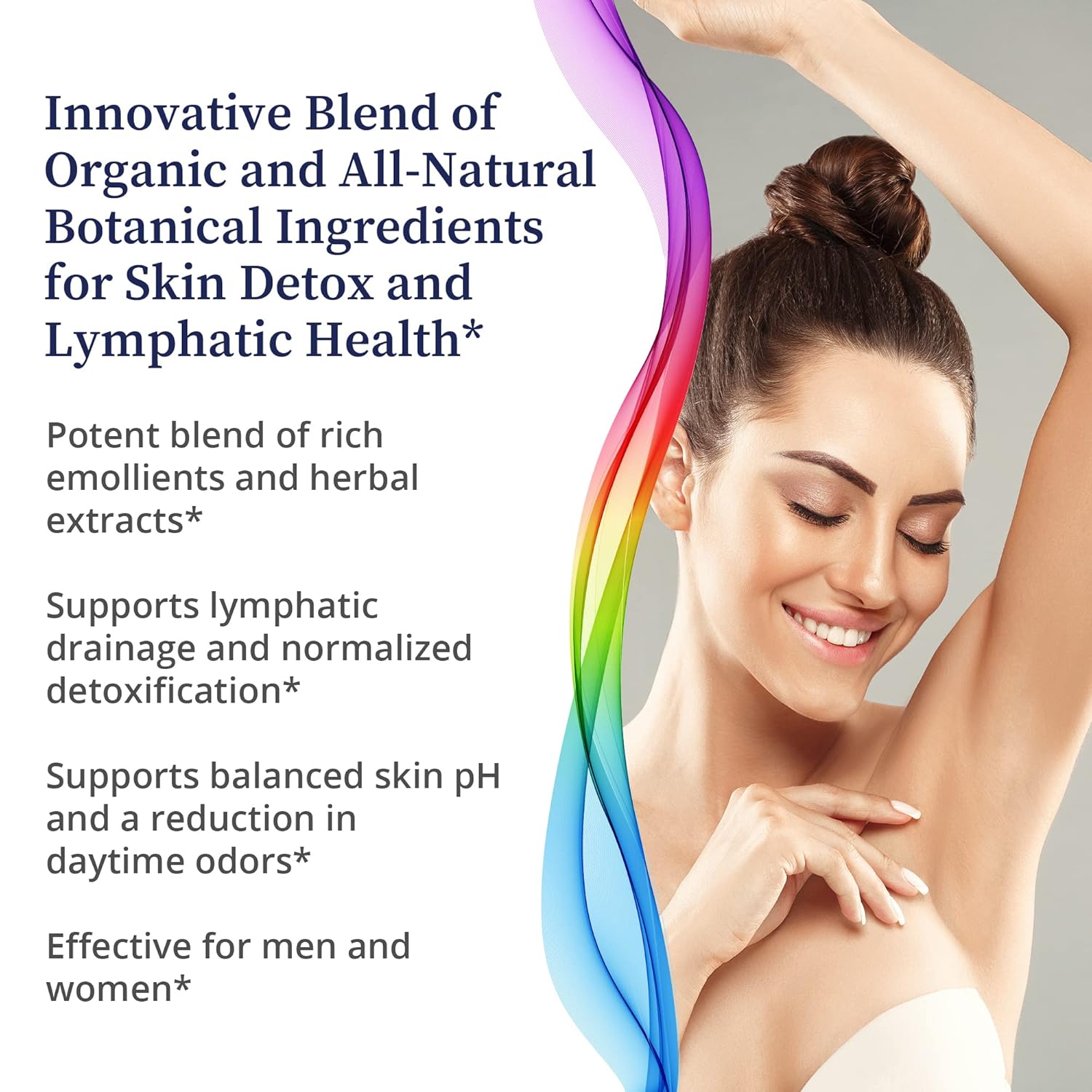 Organic Night-Time Deodorant with Botanicals, Emollients, and Herbal Extracts - Balances pH, Reduces Odors, Detoxes Skin, Supports Lymphatic Circulation - 2.5oz