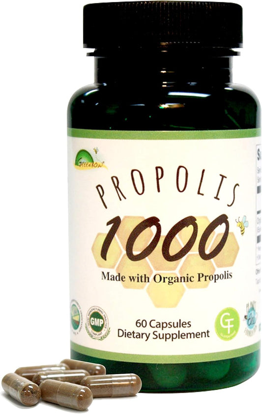 Organic Non-GMO Propolis 1000mg Vegan Capsules - 60 Count