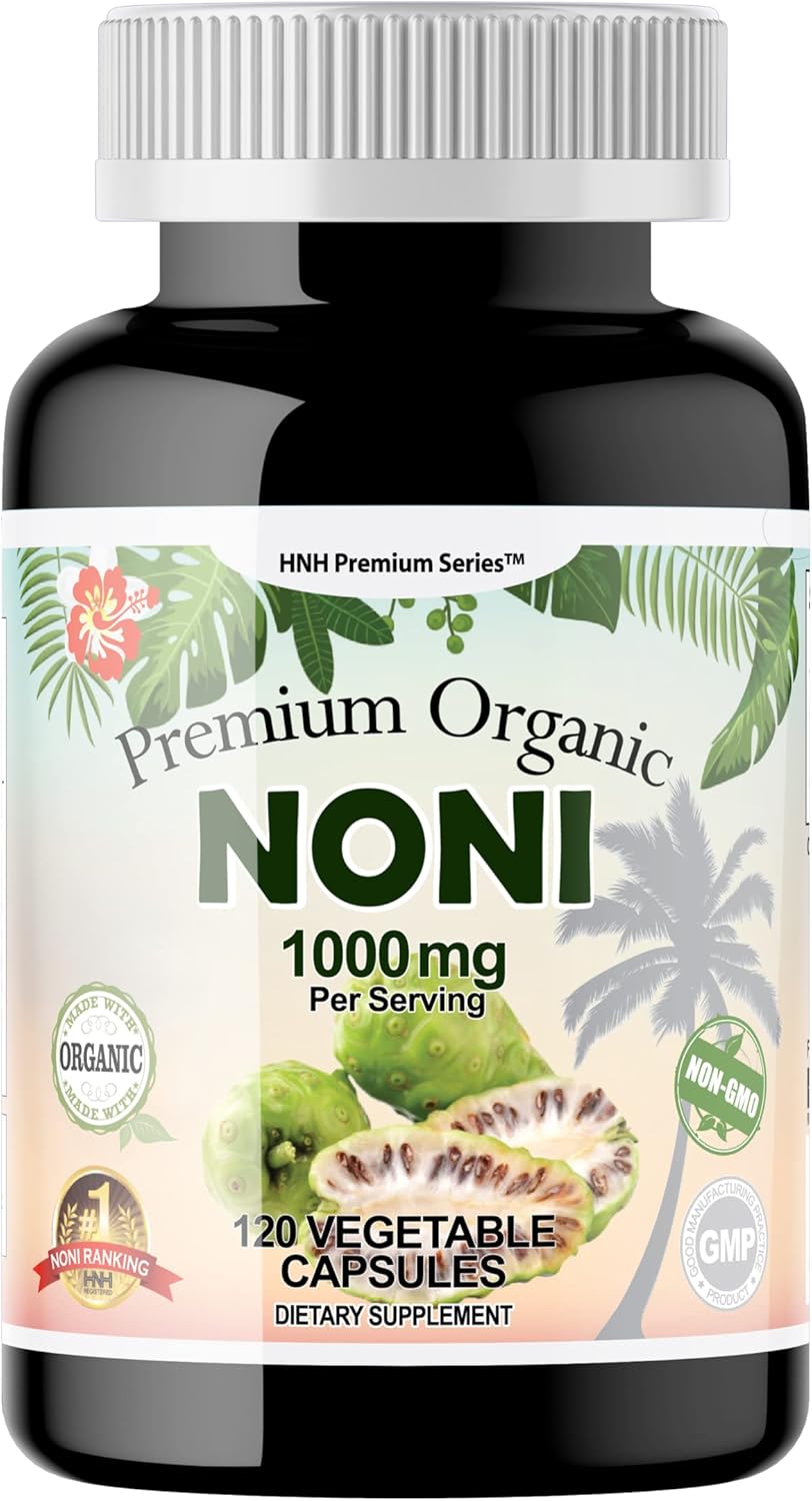 Organic Noni 1000mg Capsules - Antioxidant Support for Immune System & Overall Health - Non-GMO Vegan Formula - 120ct