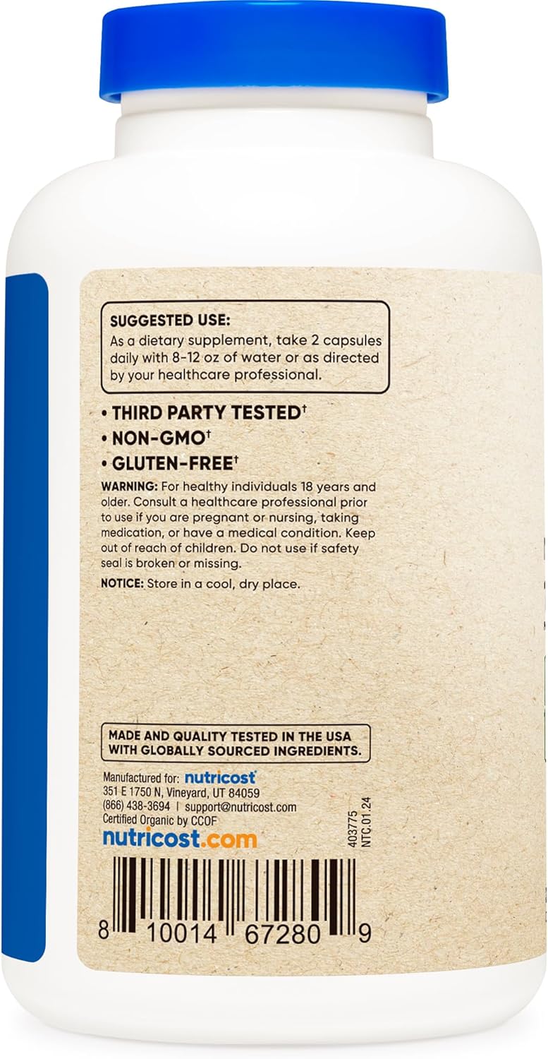 Organic Noni Capsules - 500mg, 240 Count, Non-GMO, Gluten Free - CCOF Certified by Nutricost