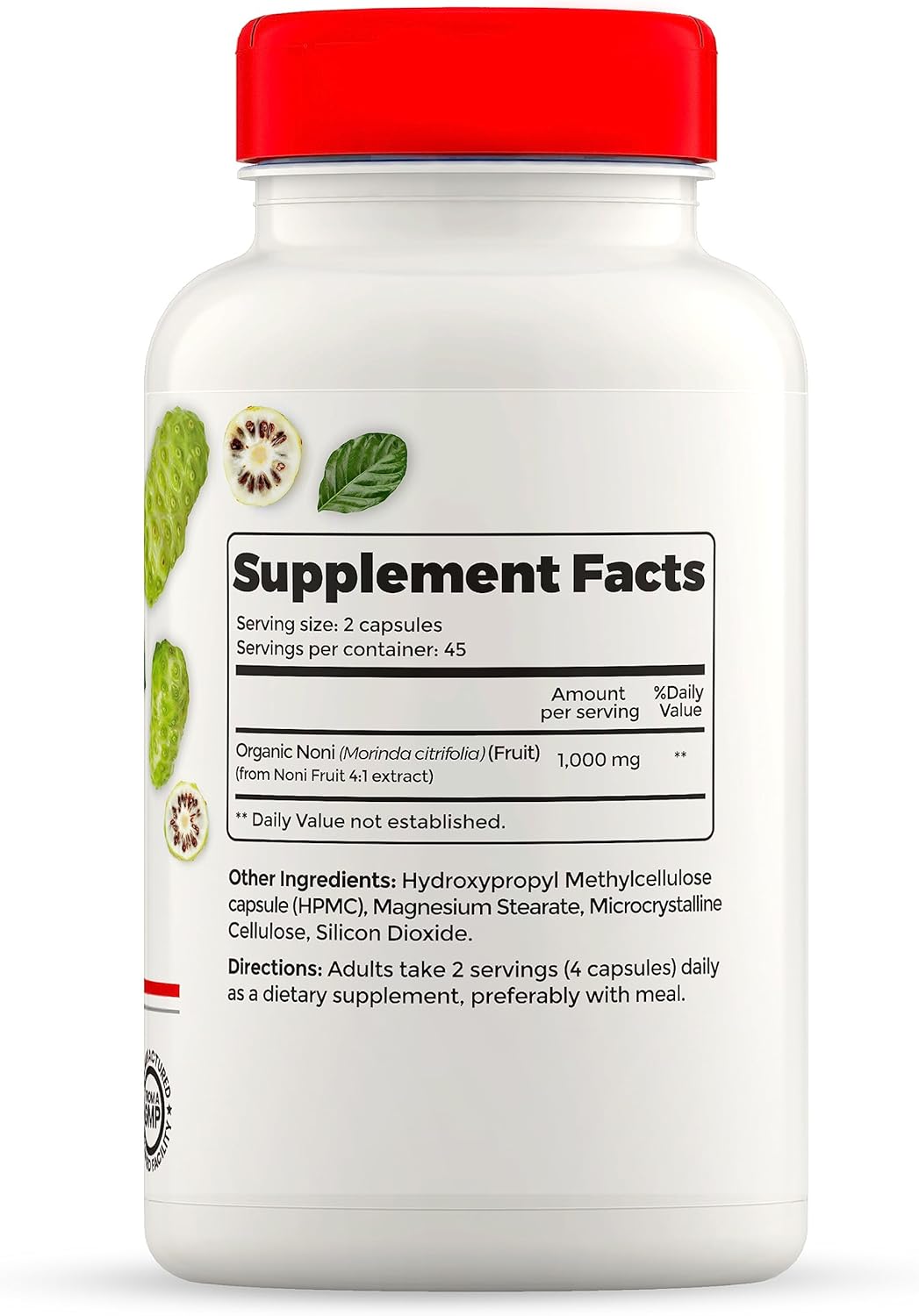 Organic Noni Fruit Extract Capsules - Reuma-Art X Strength - Herbal Supplement - 90 Veggie Capsules - Kosher & Gluten-Free