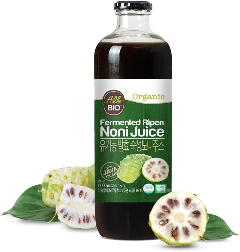 Organic NONI Juice Extract - 100% Pure Resveratrol - 33.8 fl oz Bottle - Fermented Noni Juice from ALLBIO