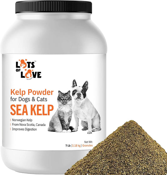 Organic Norwegian Kelp Powder for Dogs (7 lbs, 3.2 kg) - Thyroid Support Supplement for Dogs & Cats by Lots of Love Pet Products
