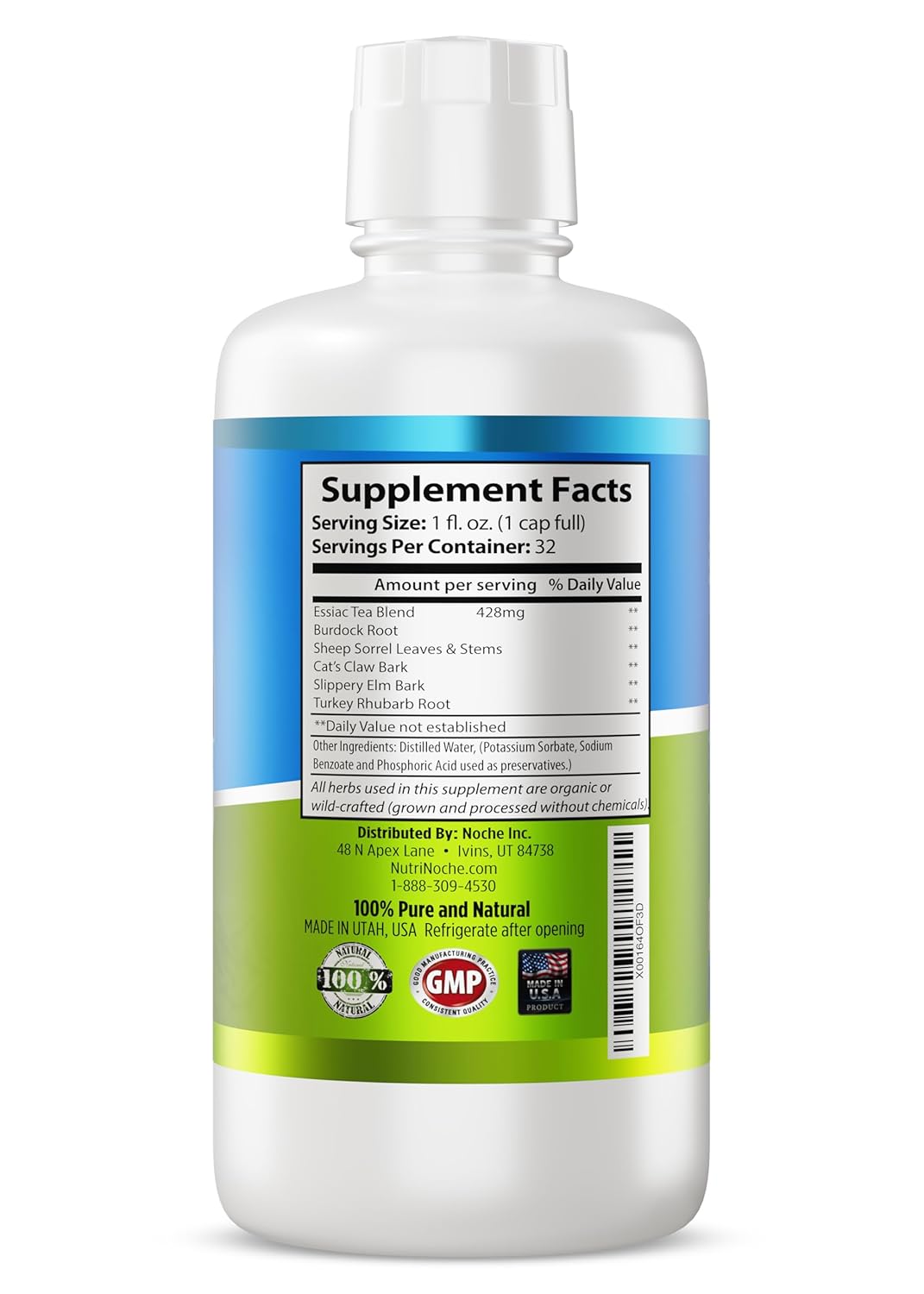 Organic NutriNoche Essiac Tea - Pure Liquid Herbal Supplement with WildCrafted Herbs