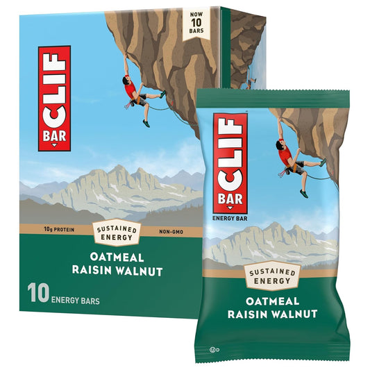 Organic Oatmeal Raisin Walnut Energy Bars - Non-GMO Plant Based Protein Bars - 10 Pack