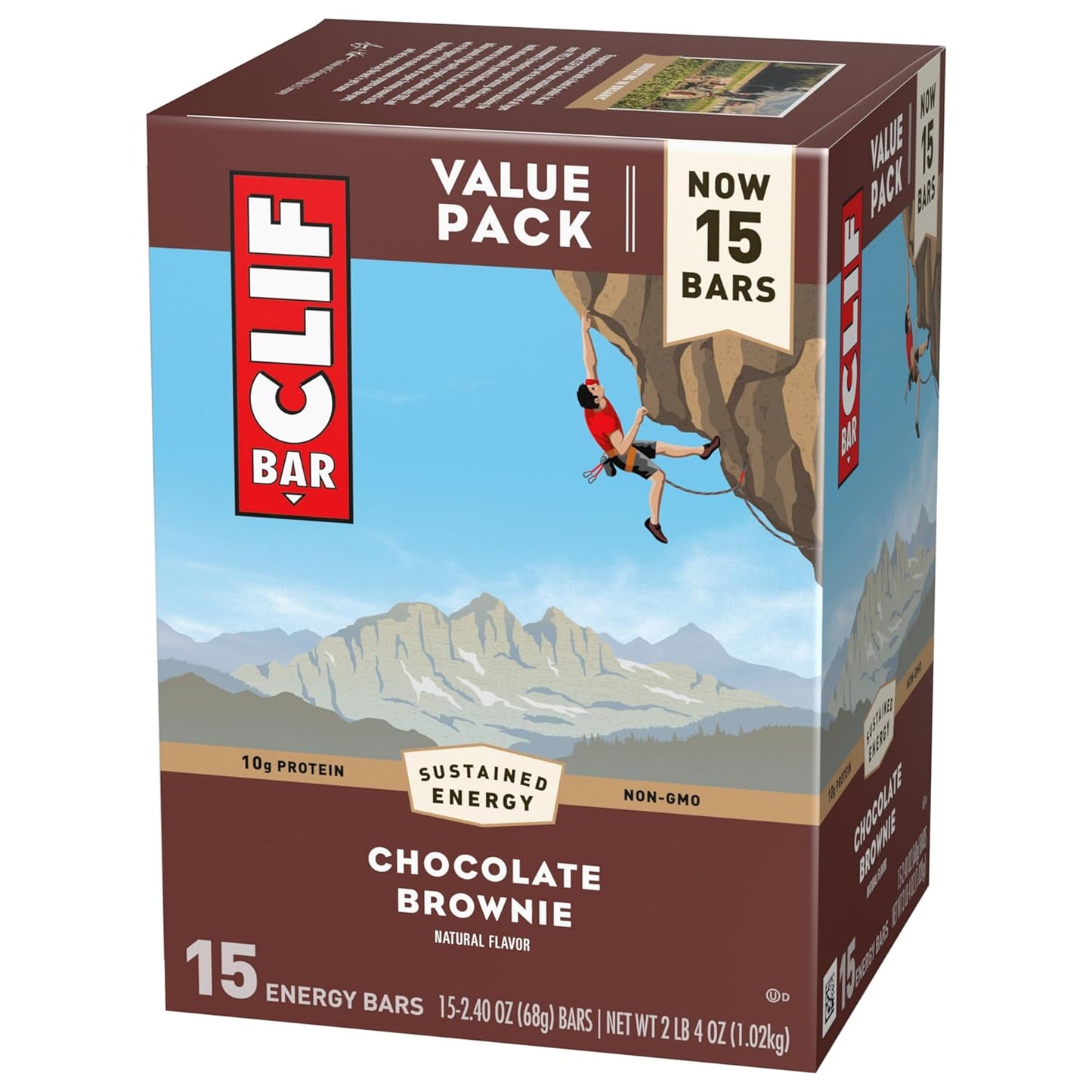 Organic Oats Chocolate Brownie Energy Bars - Non-GMO Plant Based Protein Bars (15 Pack)