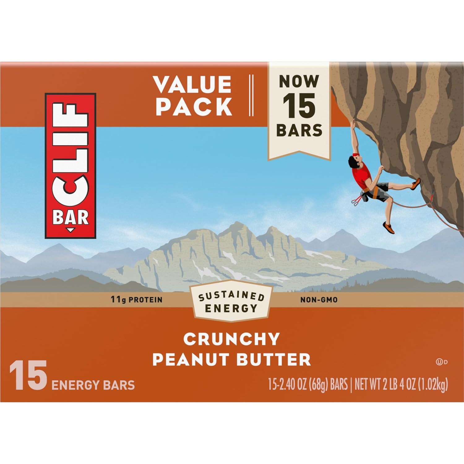 Organic Oats Crunchy Peanut Butter Energy Bars with Plant-Based Protein (15 Pack)