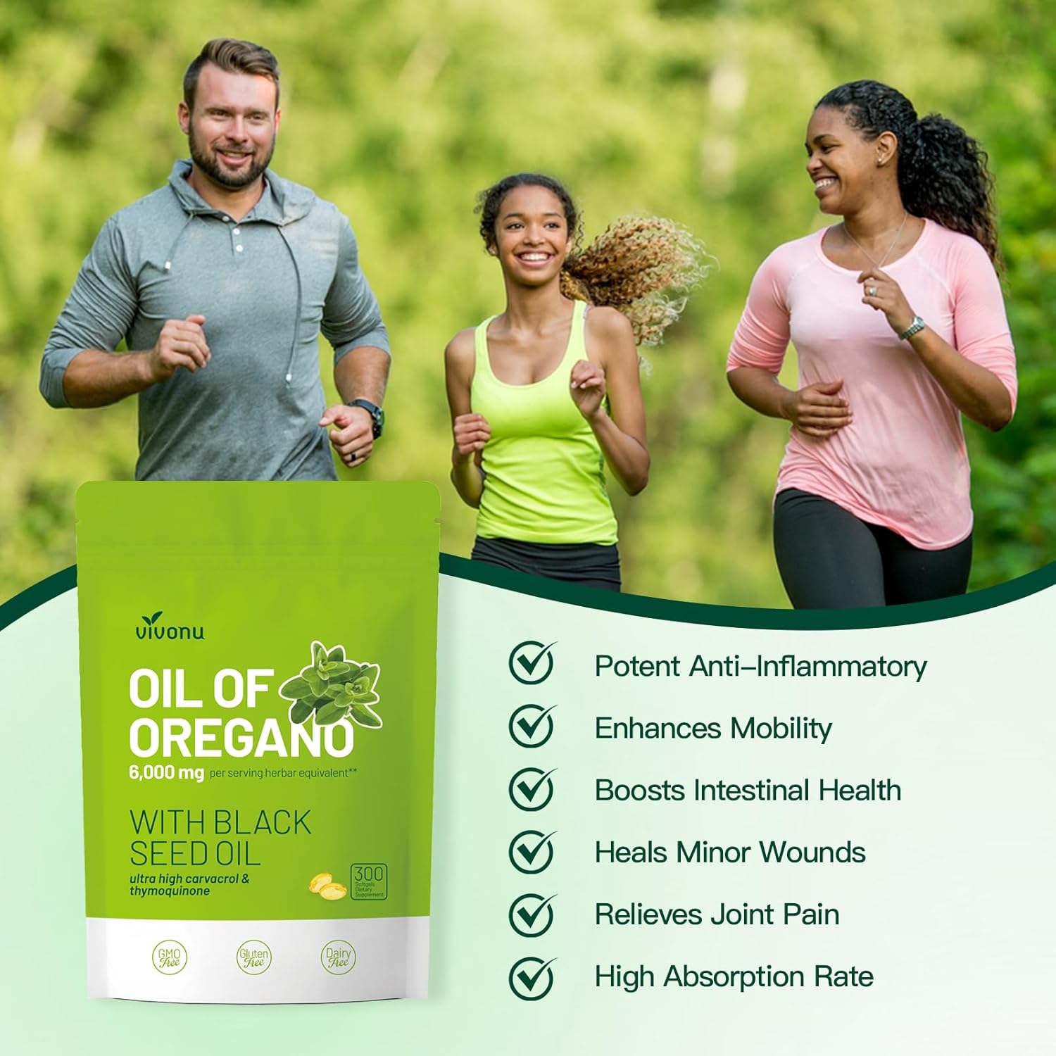 Organic Oil of Oregano and Black Seed Oil Softgels 300 Count - Non-GMO Gluten Free Formula