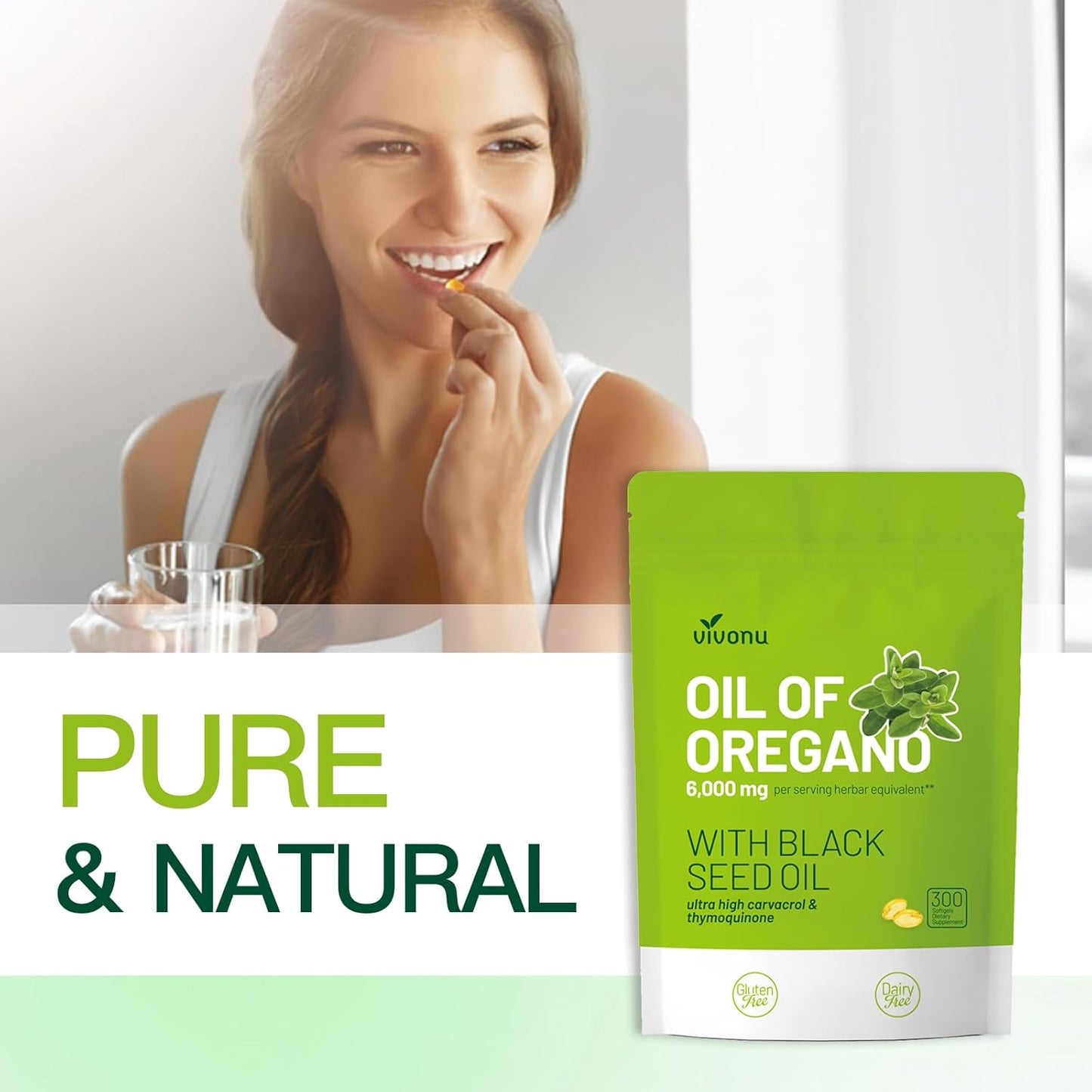 Organic Oil of Oregano and Black Seed Oil Softgels 300 Count - Non-GMO Gluten Free Formula