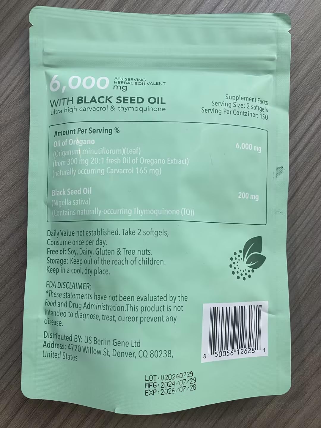 Organic Oil of Oregano Capsules with Black Seed Oil, Immune Support Softgels, Non-GMO Formula with Carvacrol & Thymoquinone - 90 Count