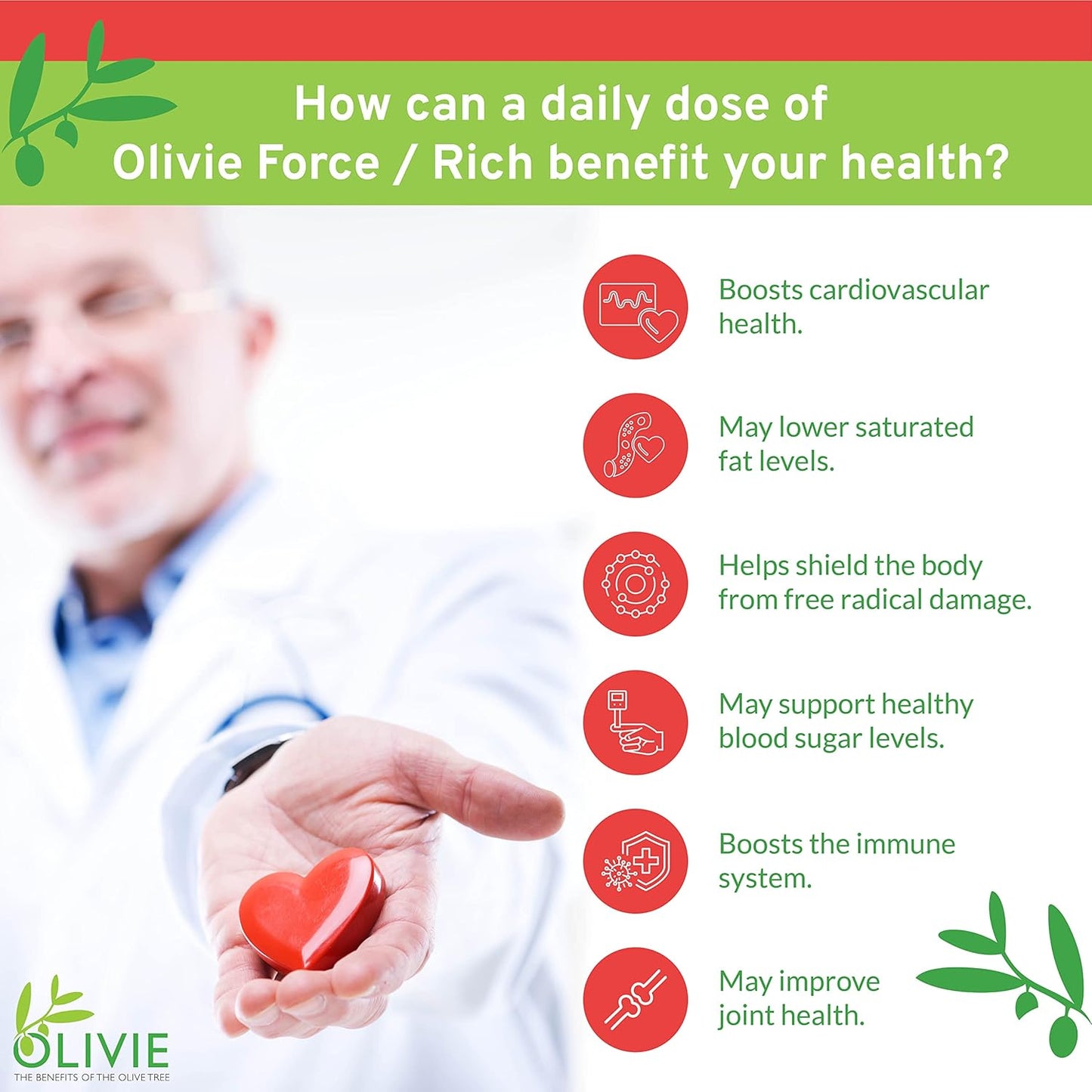 Organic Olive Leaf Extract Capsules - Olivie Force/Rich | Antioxidant Polyphenol Supplement - 50 Vegetal Capsules for Adults