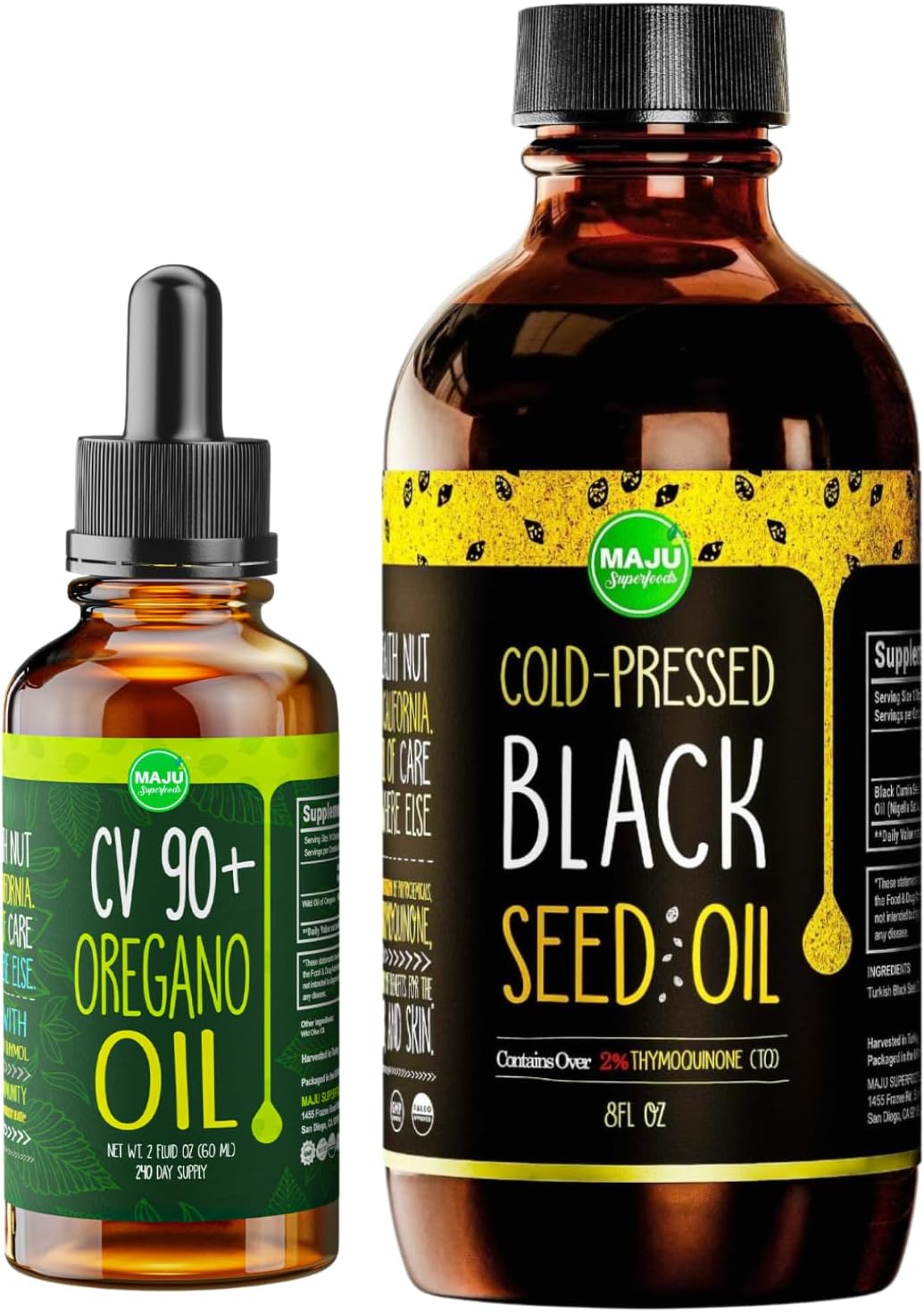 Organic Oregano and Black Seed Oil Duo by Maju Superfoods - Immune Support and Wellness Bundle