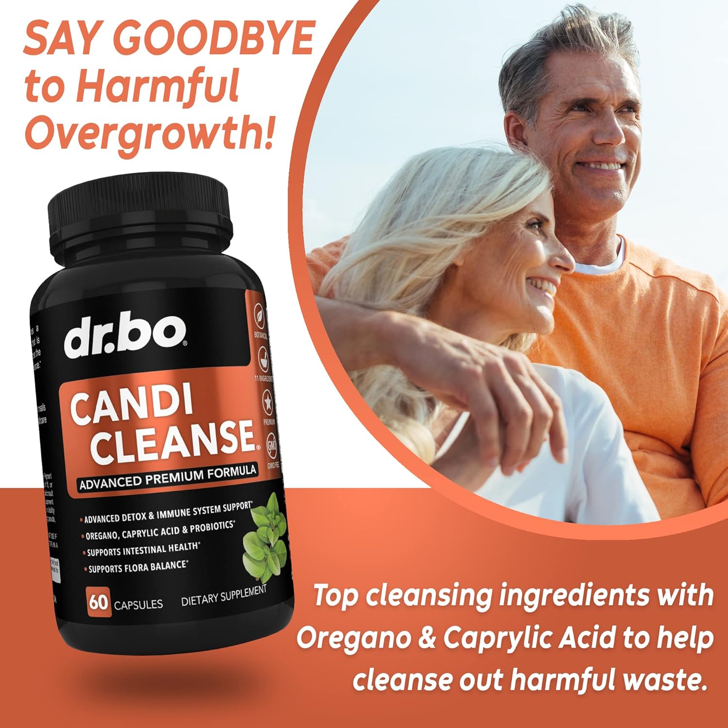 Organic Oregano Oil & Black Walnut Wormwood Cleanse - Natural Gut Detox Support Supplement with Caprylic Acid Capsules