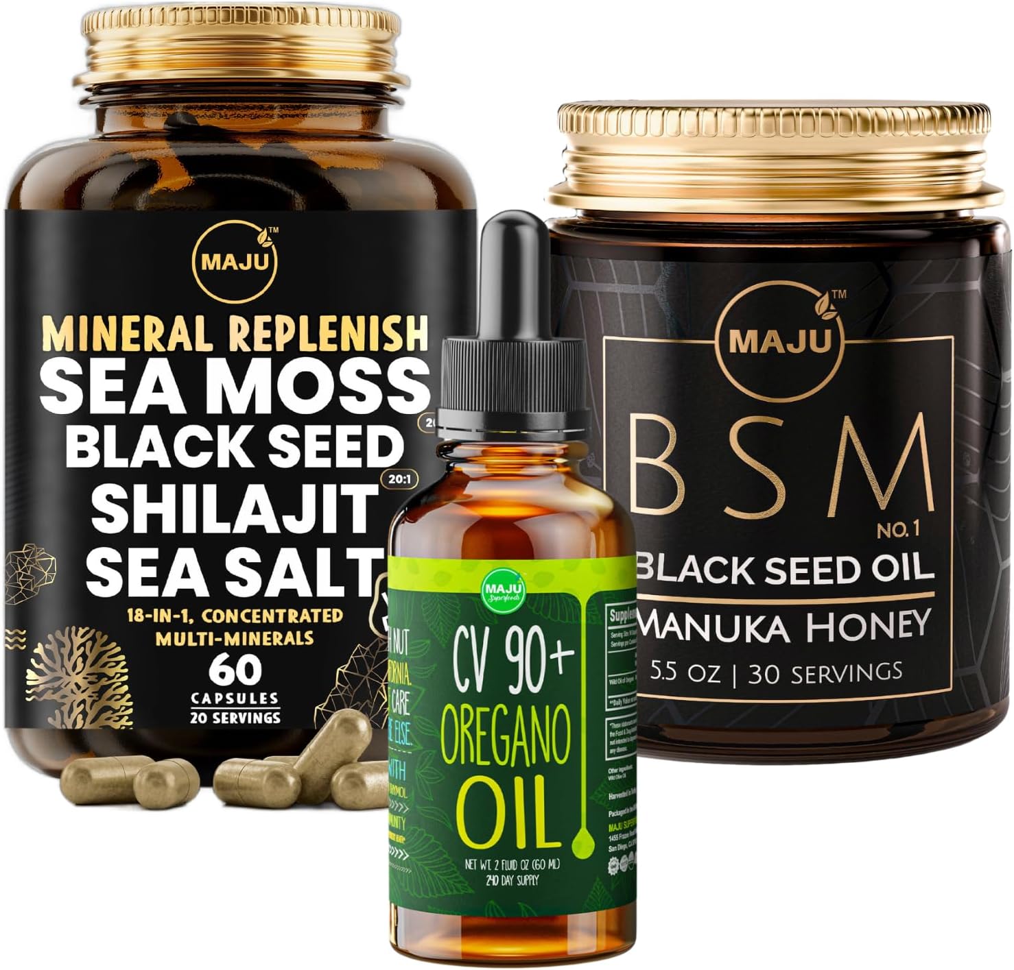 Organic Oregano Oil Capsules with BSM No. 1 and Mineral Replenish for Superfood Benefits