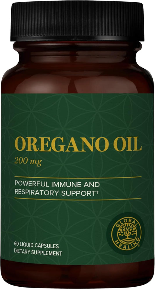 Organic Oregano Oil Capsules with Cayenne Pepper Extract - Immune System Support & Gut Wellness (60 Count) by Global Healing Center