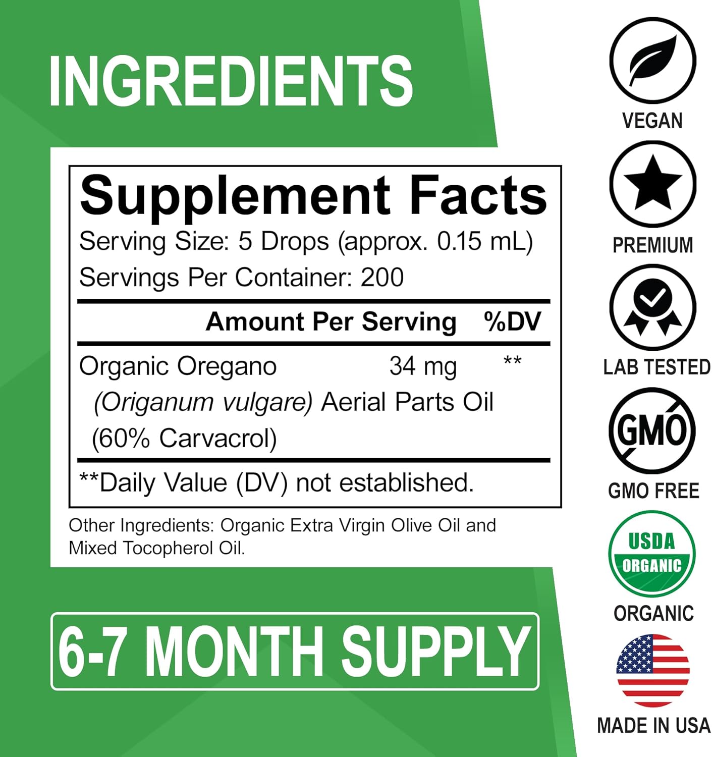 Organic Oregano Oil Drops for Gut Health - Immune Support Tincture with Wormwood, Black Walnut, and Cloves