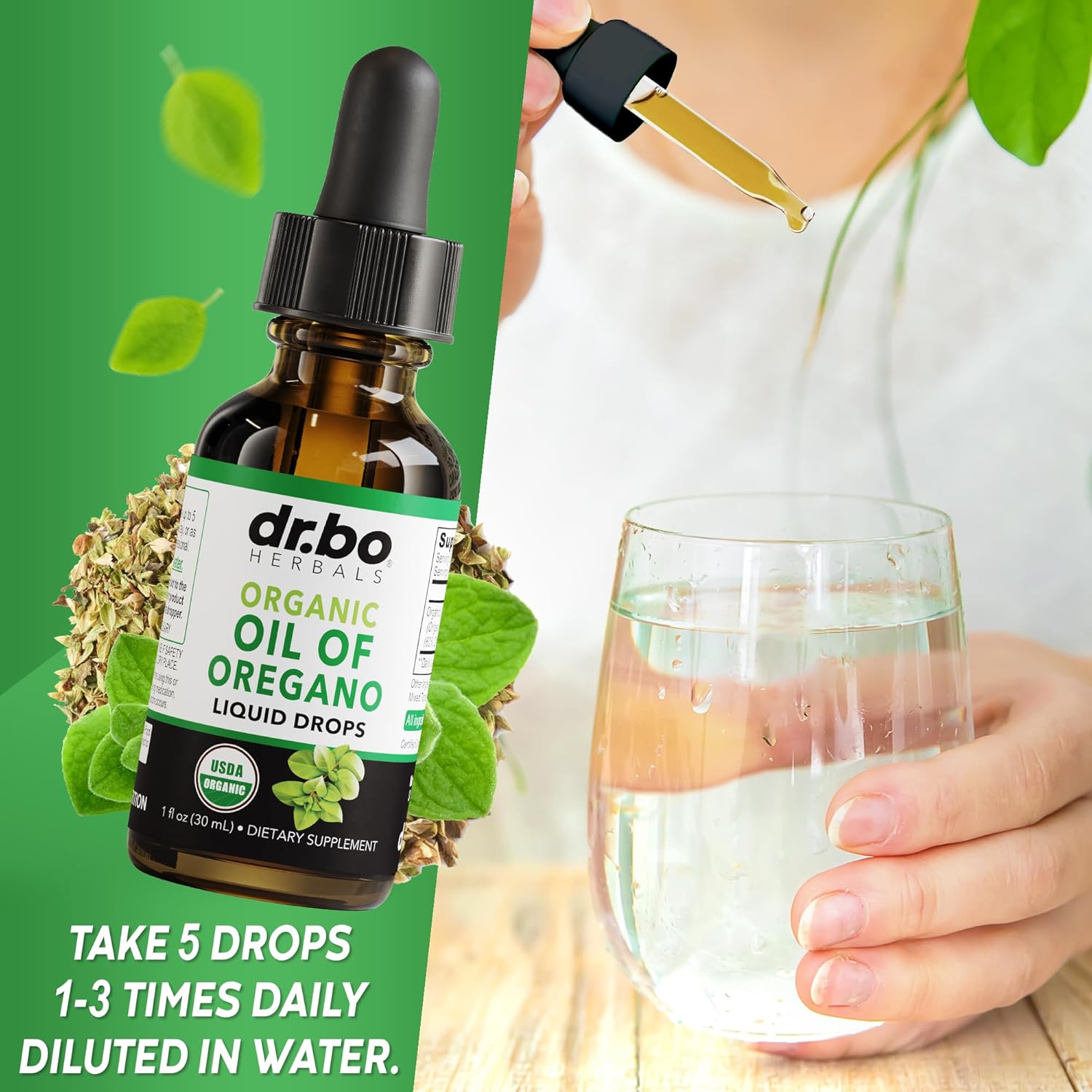 Organic Oregano Oil Drops with Chlorophyll - Immune Support & Digestive Health Supplement