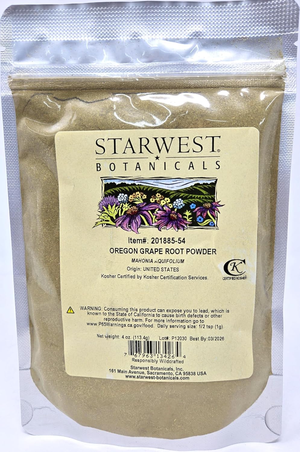 Organic Oregon Grape Root Powder - 4oz by Starwest Botanicals