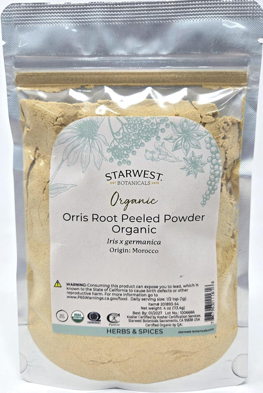 Organic Orris Root Peeled Powder - 4 Ounces by Starwest Botanicals