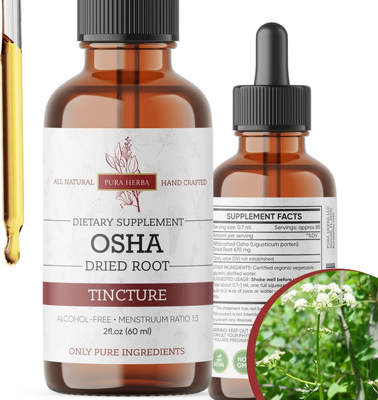 Organic OSHA Root Tincture for Respiratory Support - Alcohol-Free Liquid Extract - Vegan & Non-GMO - Made in USA - 2 Fl Oz