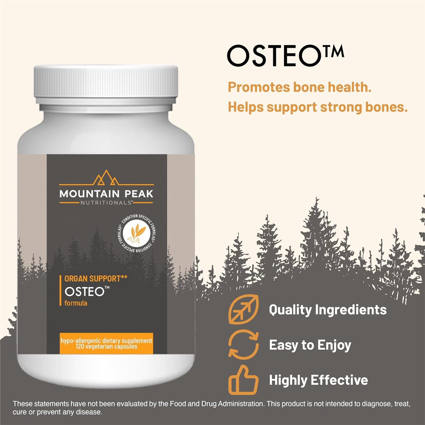 Organic Osteo Supplement for Bone Health - Vitamins D3, K2, Calcium, Magnesium - Supports Strong Bones - 120 Vegetarian Capsules by Mountain Peak Nutritionals