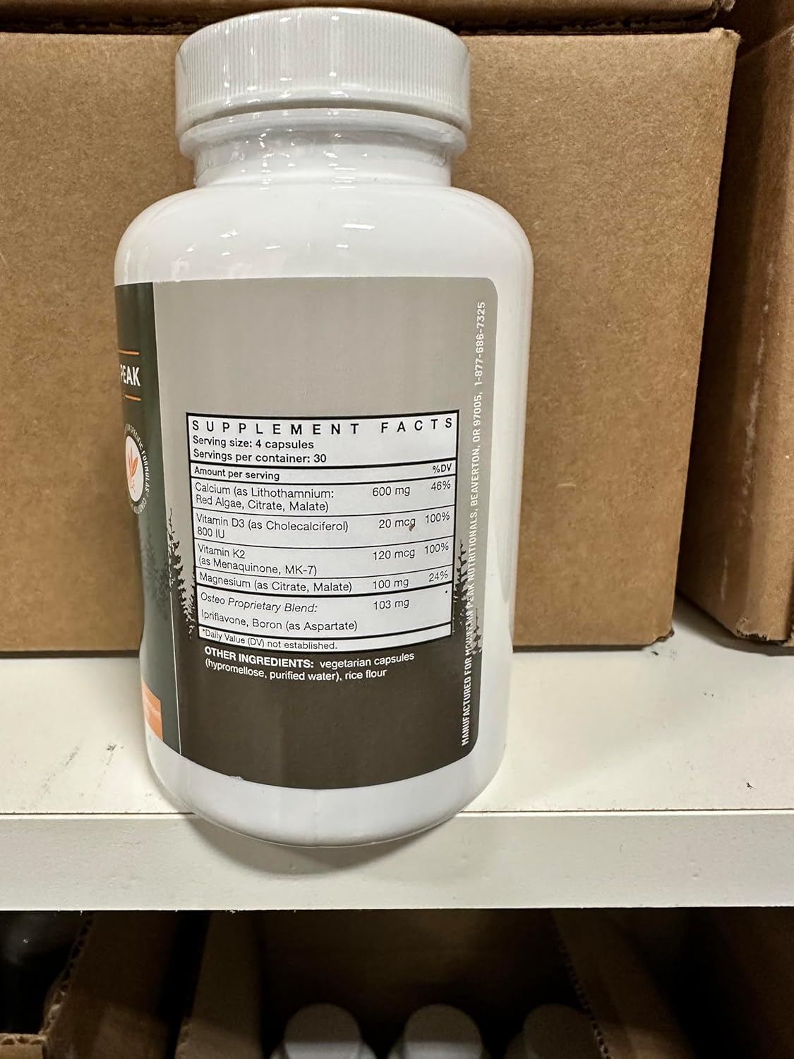 Organic Osteo Supplement for Bone Health - Vitamins D3, K2, Calcium, Magnesium - Supports Strong Bones - 120 Vegetarian Capsules by Mountain Peak Nutritionals