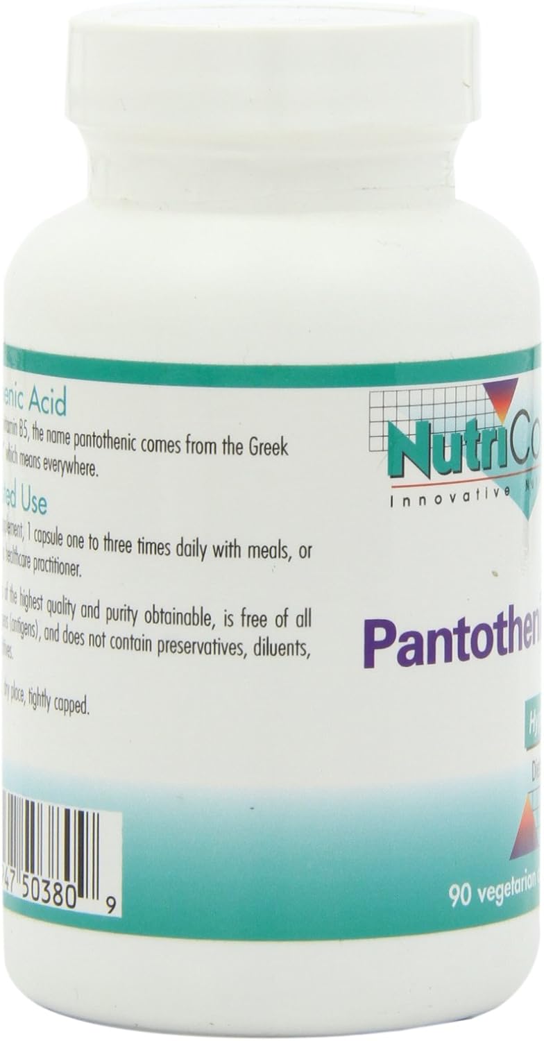 Organic Pantothenic Acid (Vitamin B5) 500mg Supplement - Pure Calcium - Vegetarian Capsules for Men & Women - 90 Count
