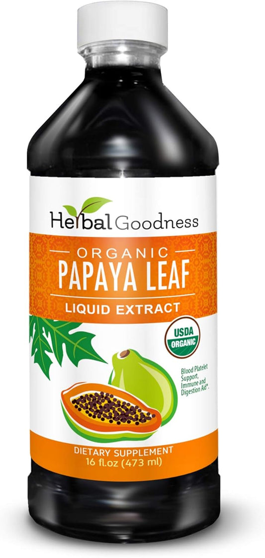 Organic Papaya Leaf Extract - Boost Blood Platelets, Support Bone Marrow & Spleen, Improve Immune & Gut Health - 16 oz Liquid Extract